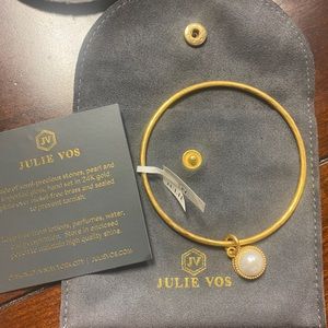 Julie Vos gold bangle with pearl charm